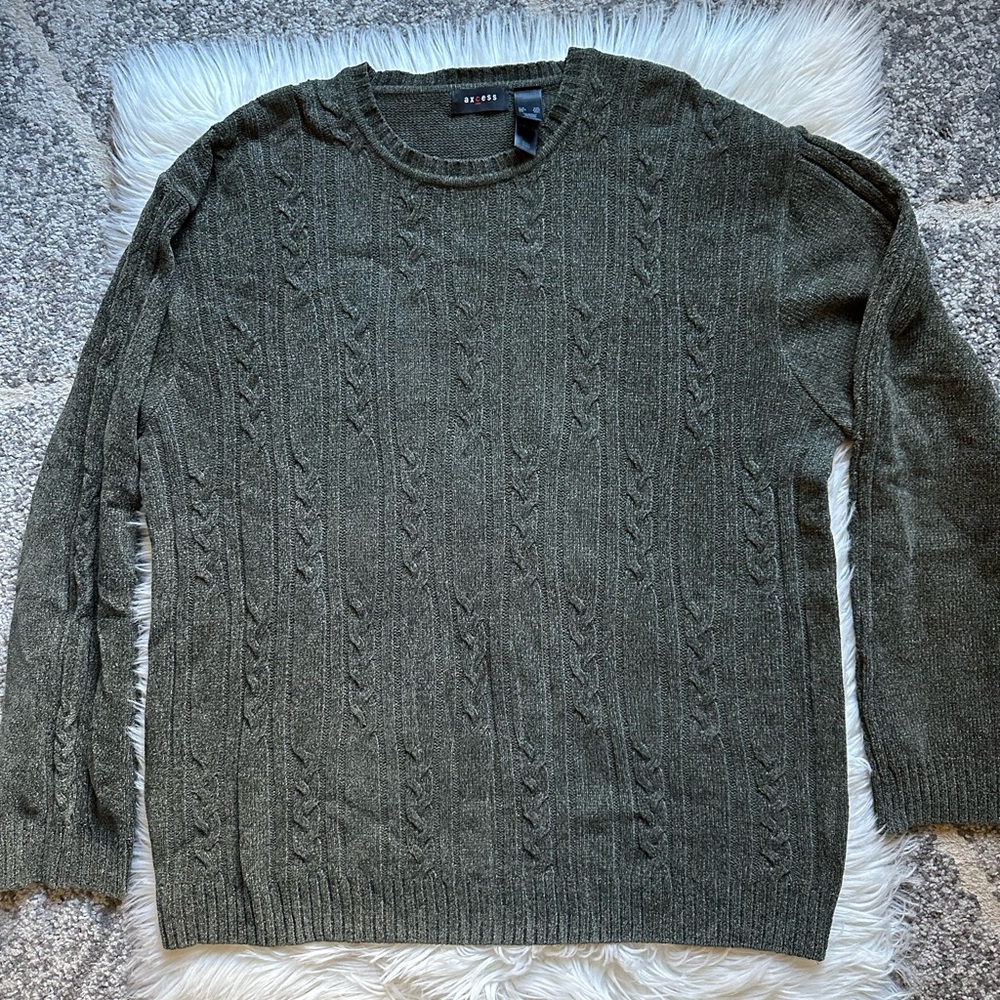 Soft chenille cable-knit pullover sweater
